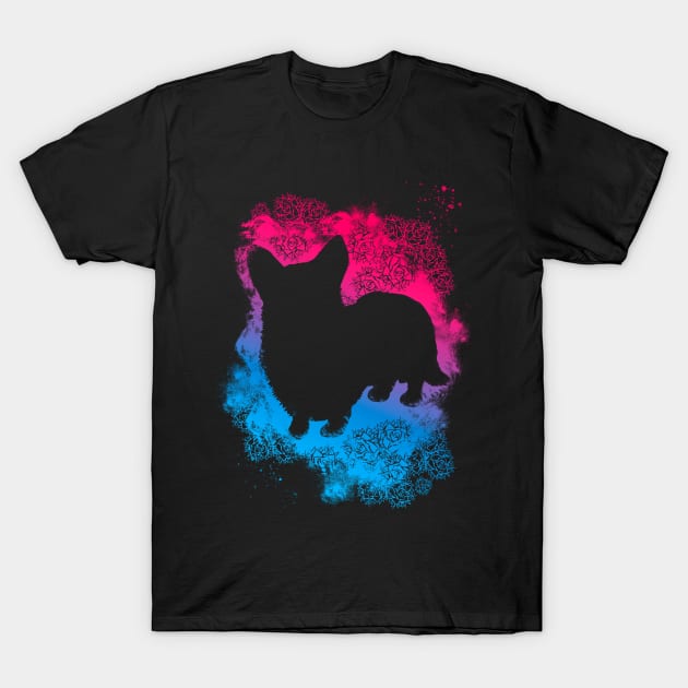 Corgi - Pink and Blue T-Shirt by Scailaret